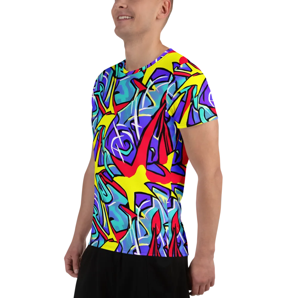 Neon Turbulence on Men's Athletic T-Shirt — Left