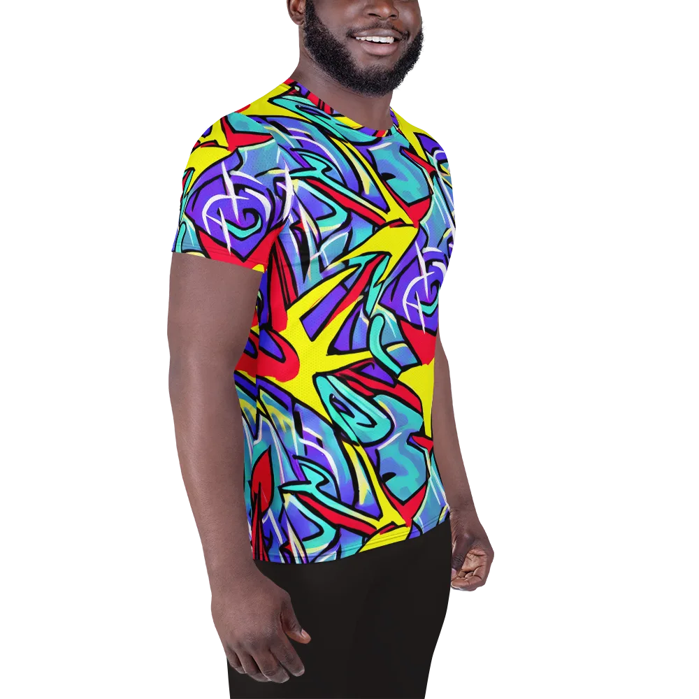 Neon Turbulence on Men's Athletic T-Shirt — Right