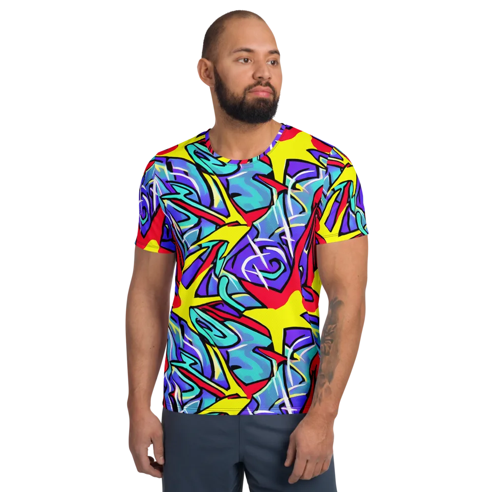 Neon Turbulence on Men's Athletic T-Shirt — Front