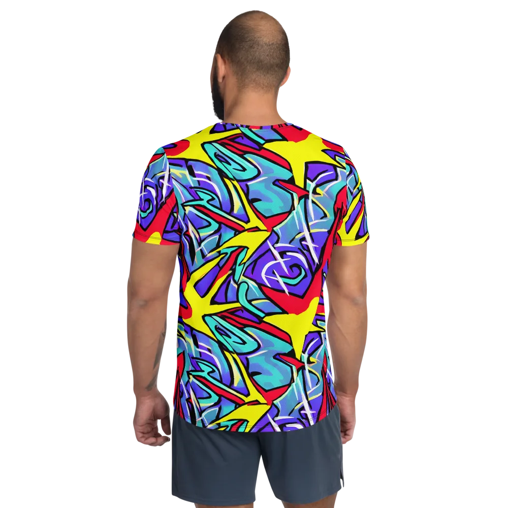 Neon Turbulence on Men's Athletic T-Shirt — Back