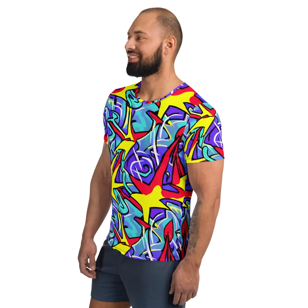Neon Turbulence on Men's Athletic T-Shirt — Left