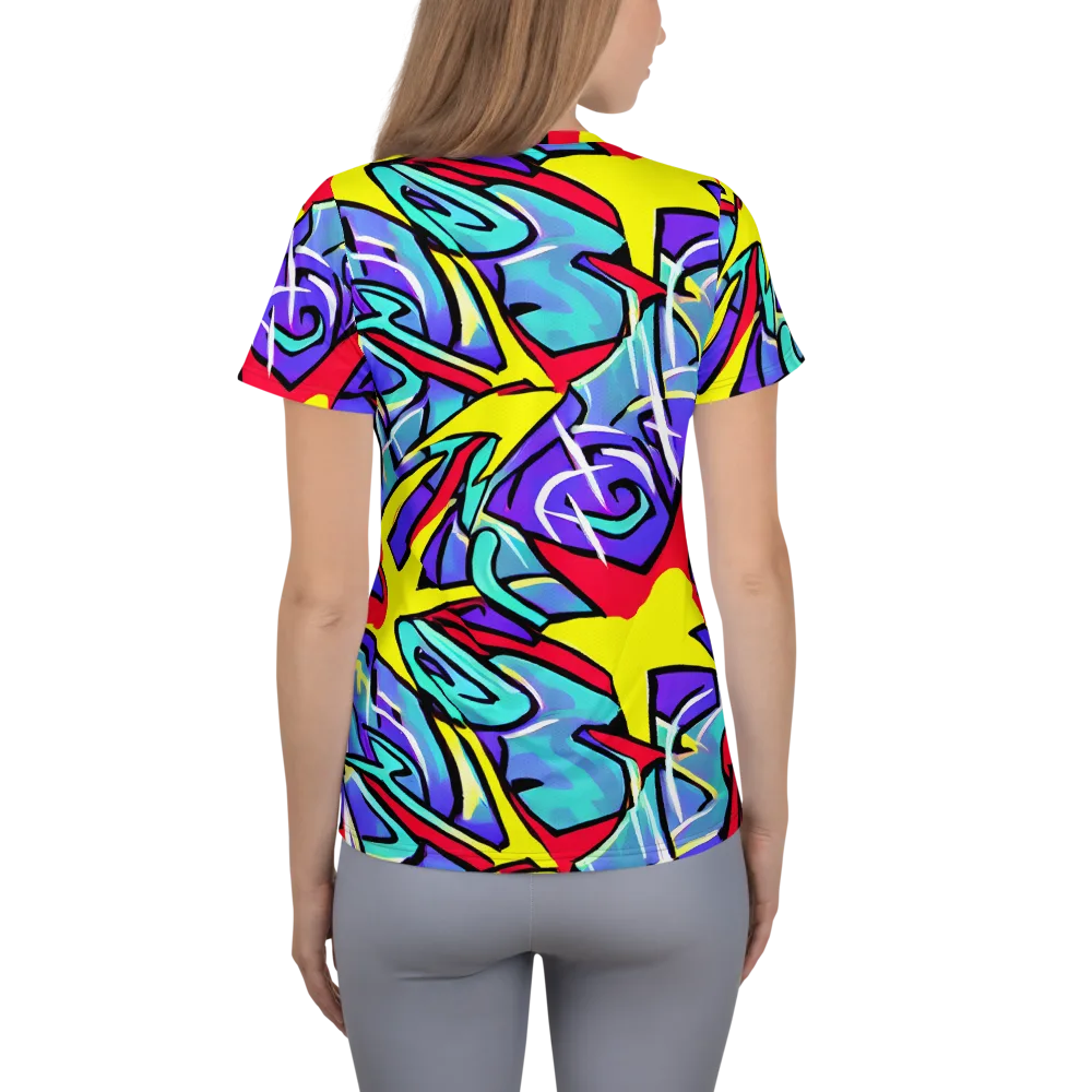 Neon Turbulence on Women's Athletic T-Shirt — Back