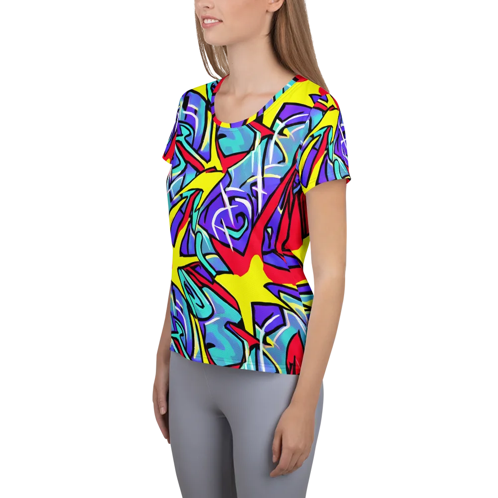 Neon Turbulence on Women's Athletic T-Shirt — Left
