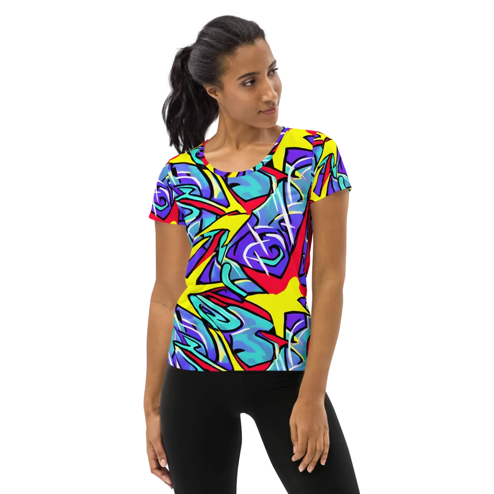 Neon Turbulence on Women's Athletic T-Shirt — Front