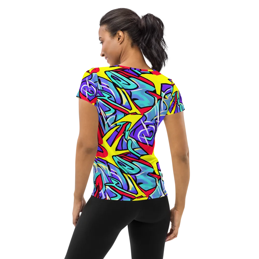 Neon Turbulence on Women's Athletic T-Shirt — Back