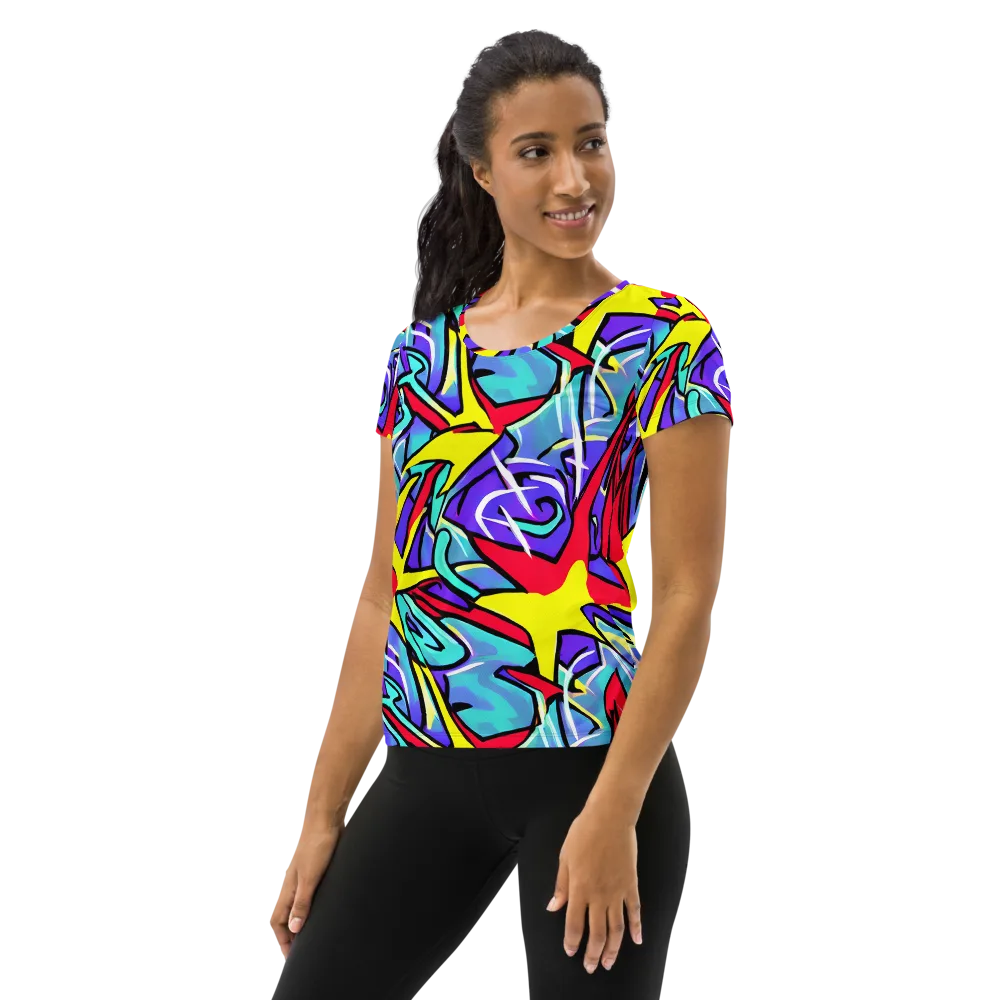 Neon Turbulence on Women's Athletic T-Shirt — Left
