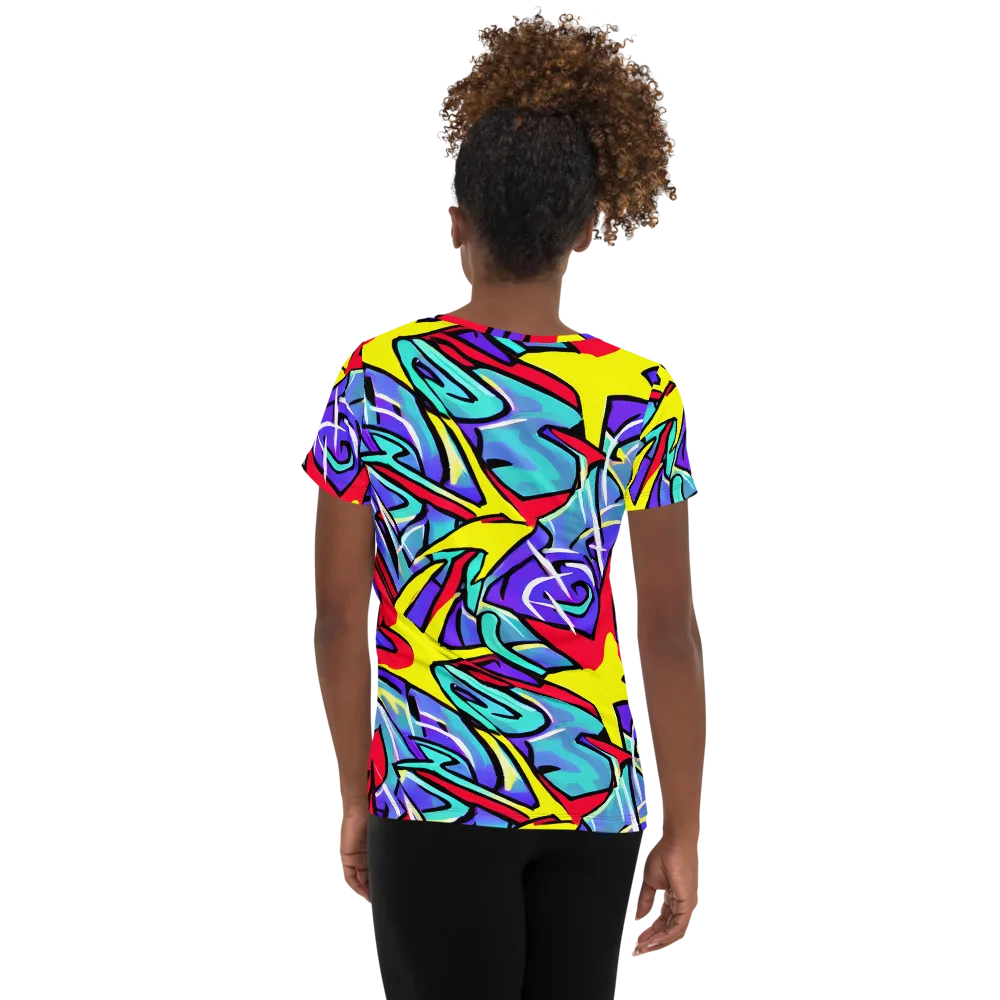 Neon Turbulence on Women's Athletic T-Shirt — Back