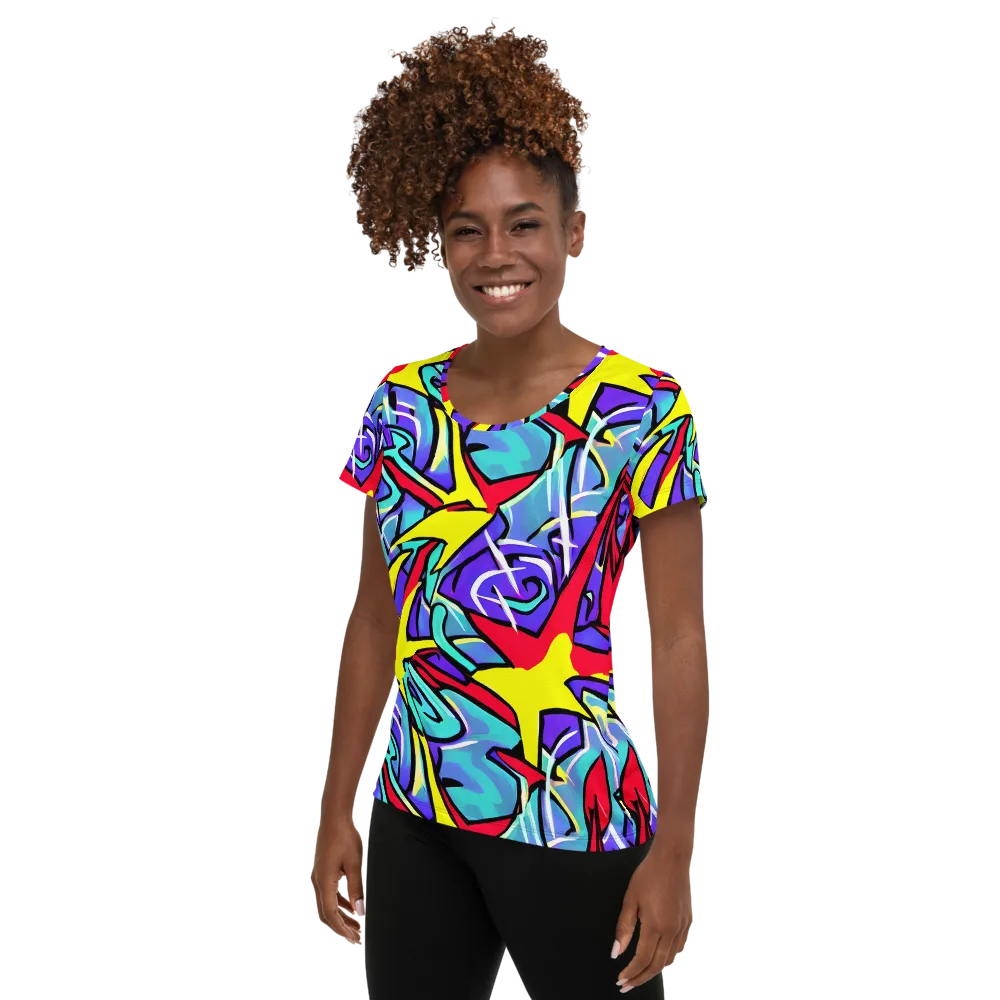 Neon Turbulence on Women's Athletic T-Shirt — Left