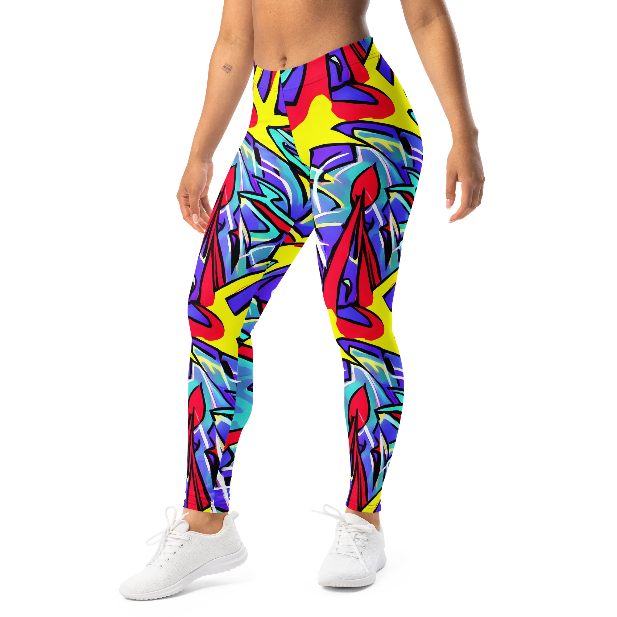 Neon Turbulence on Leggings — Left Front