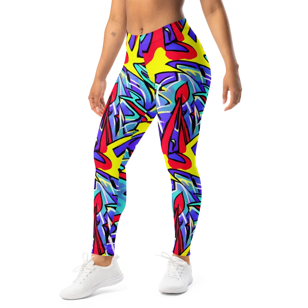 Neon Turbulence on Leggings — Left Front