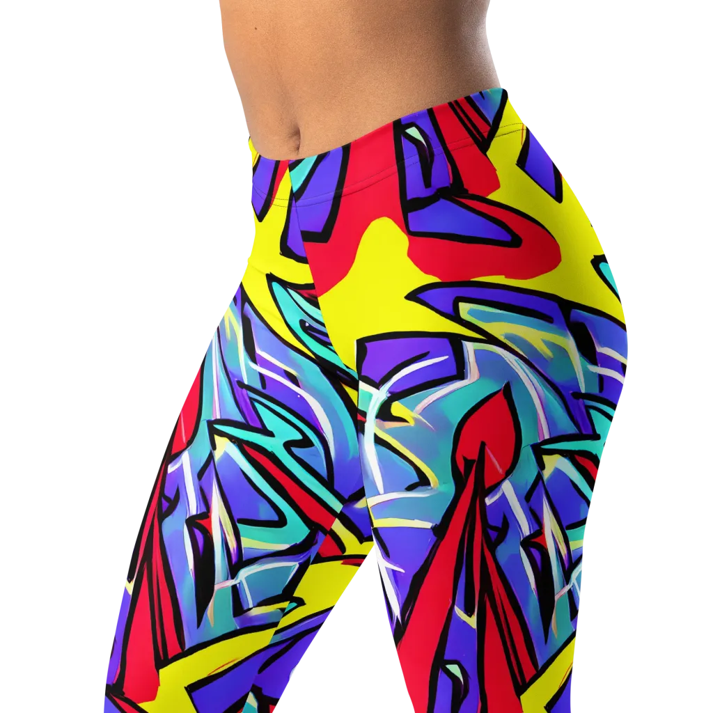 Neon Turbulence on Leggings — Left Front