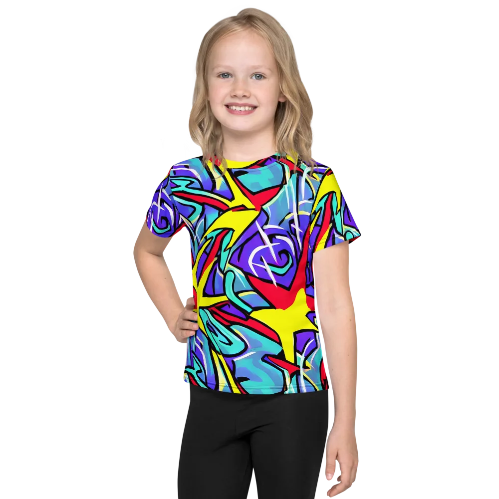 Neon Turbulence on Kids Crew Neck T-Shirt — Front