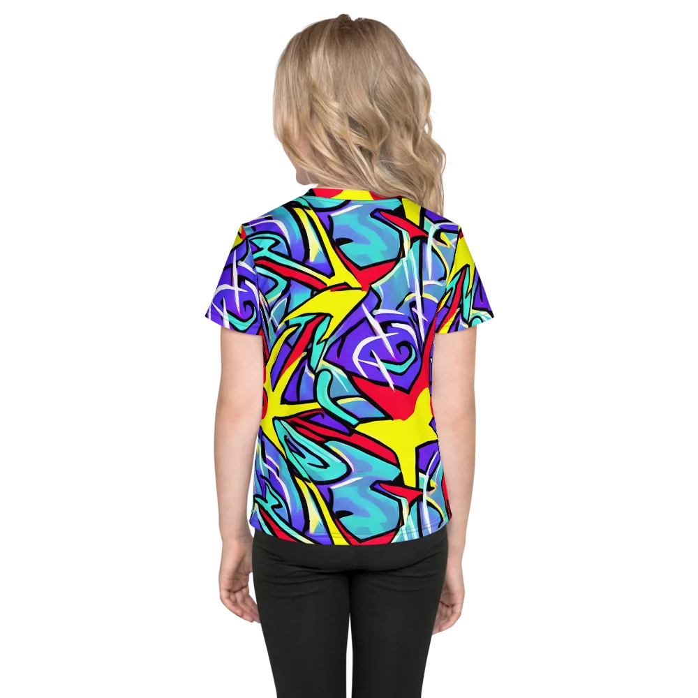 Neon Turbulence on Kids Crew Neck T-Shirt — Back