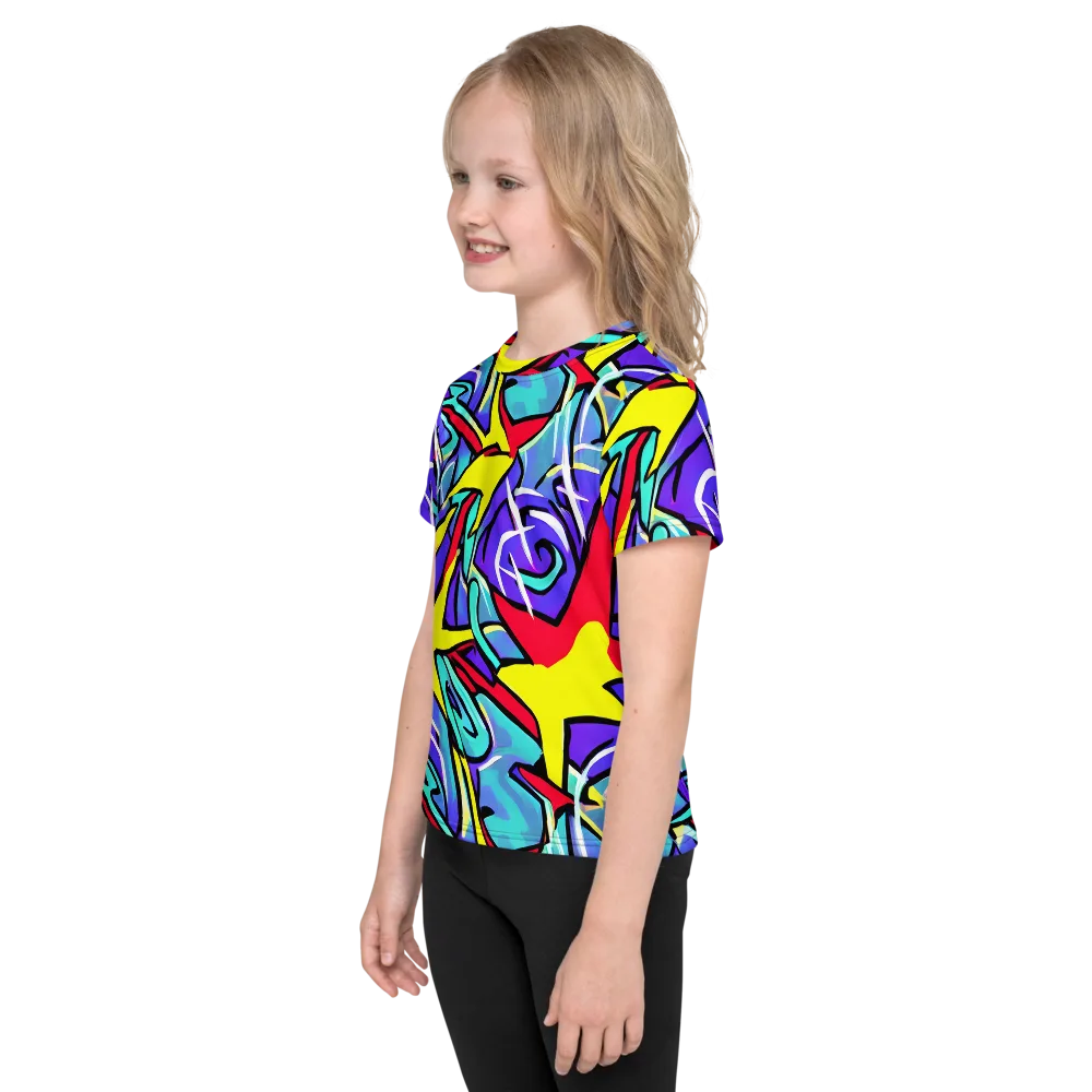 Neon Turbulence on Kids Crew Neck T-Shirt — Left