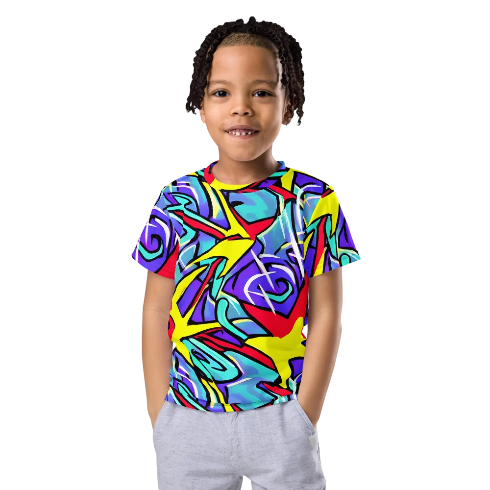Neon Turbulence on Kids Crew Neck T-Shirt — Front