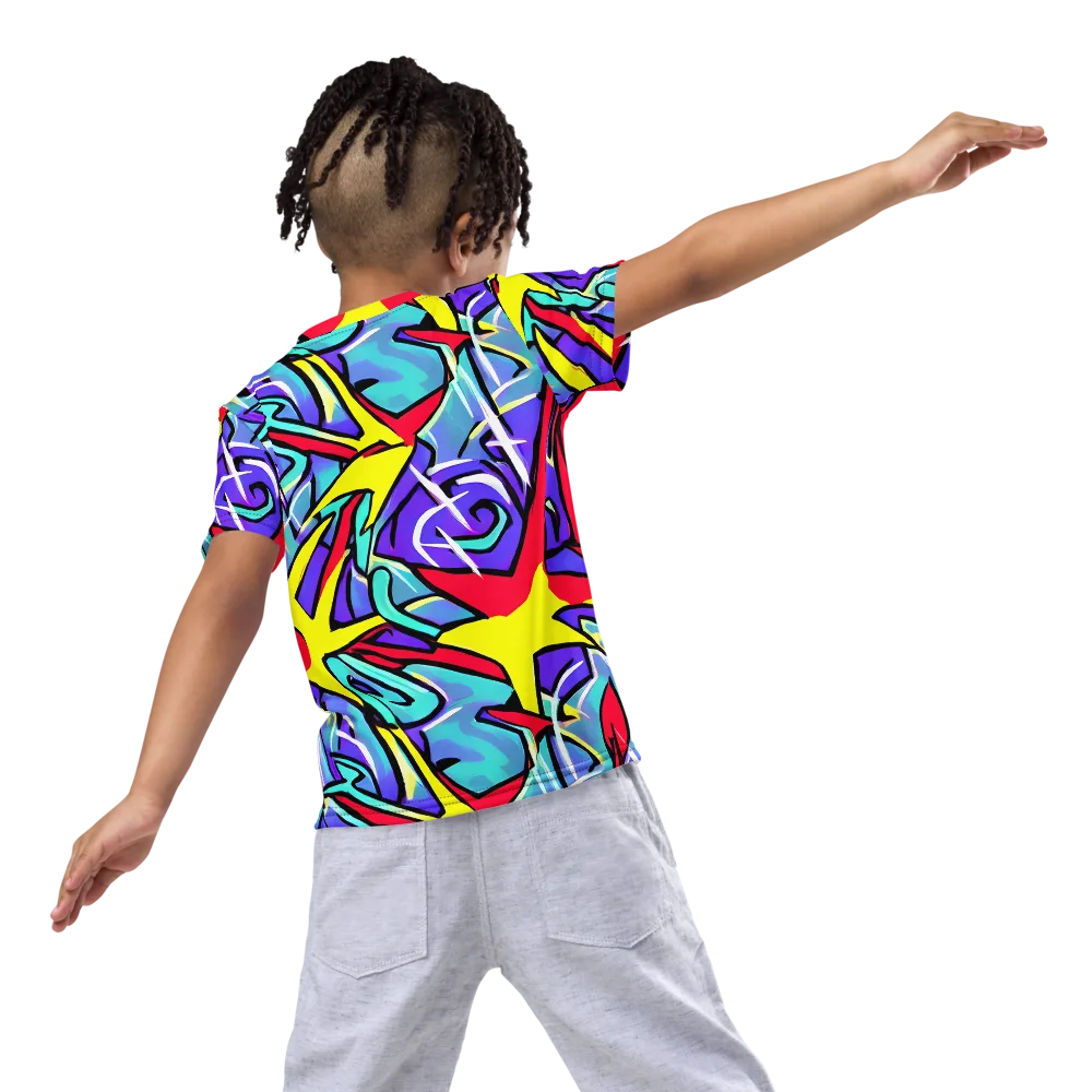 Neon Turbulence on Kids Crew Neck T-Shirt — Back