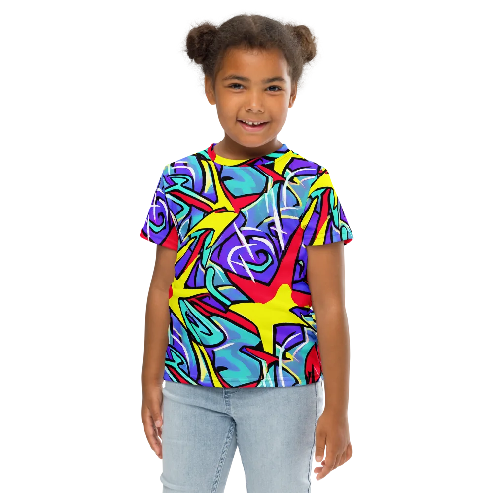 Neon Turbulence on Kids Crew Neck T-Shirt — Front