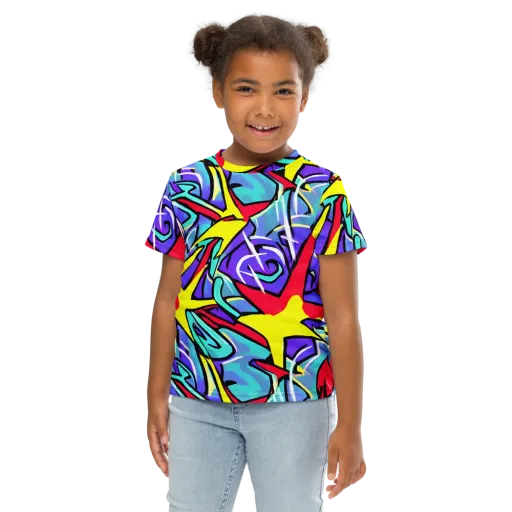 Neon Turbulence on a Kids Crew Neck T-Shirt