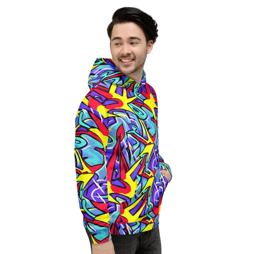 Neon Turbulence on a Hoodie