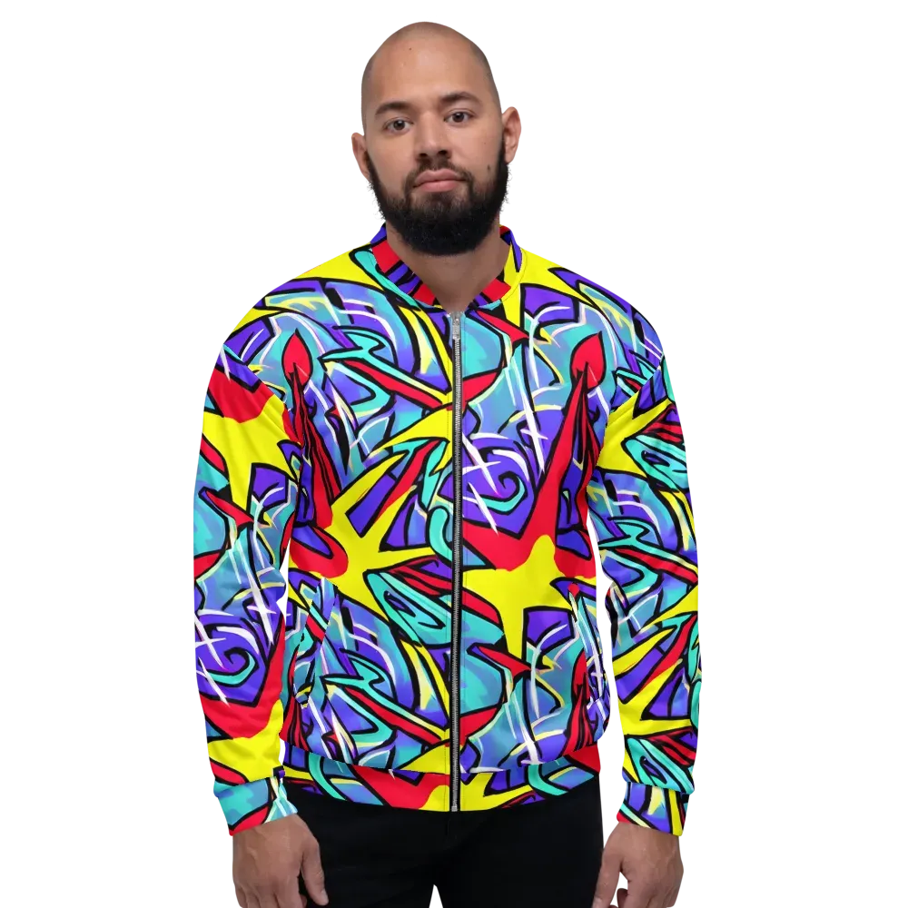 Neon Turbulence on Bomber Jacket — Front