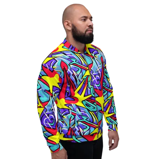 Neon Turbulence on a Bomber Jacket