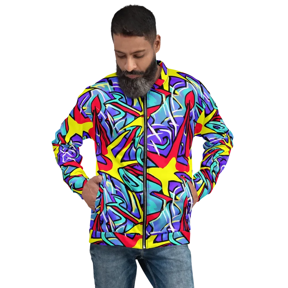 Neon Turbulence on Bomber Jacket — Front