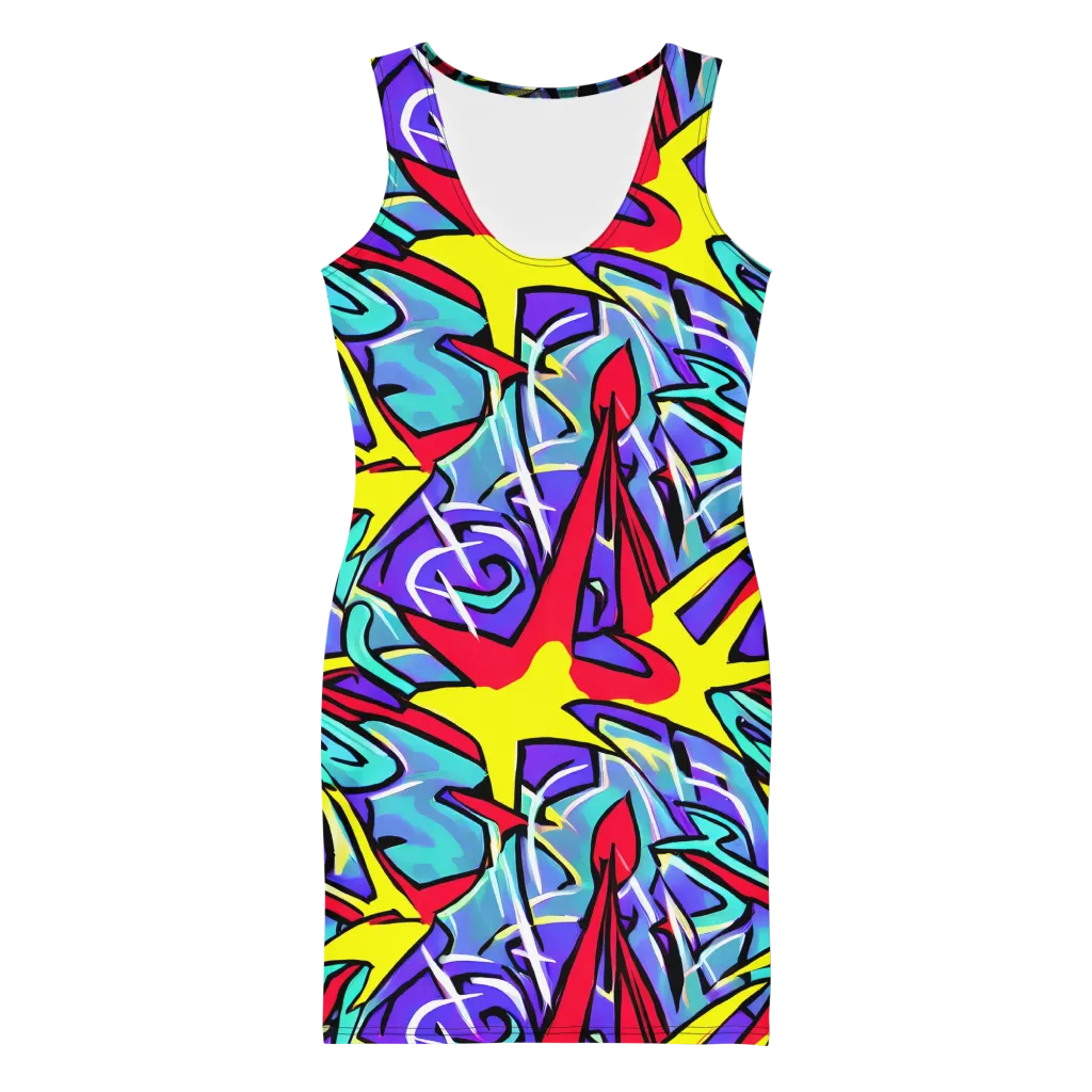 Neon Turbulence on Bodycon Dress — Front