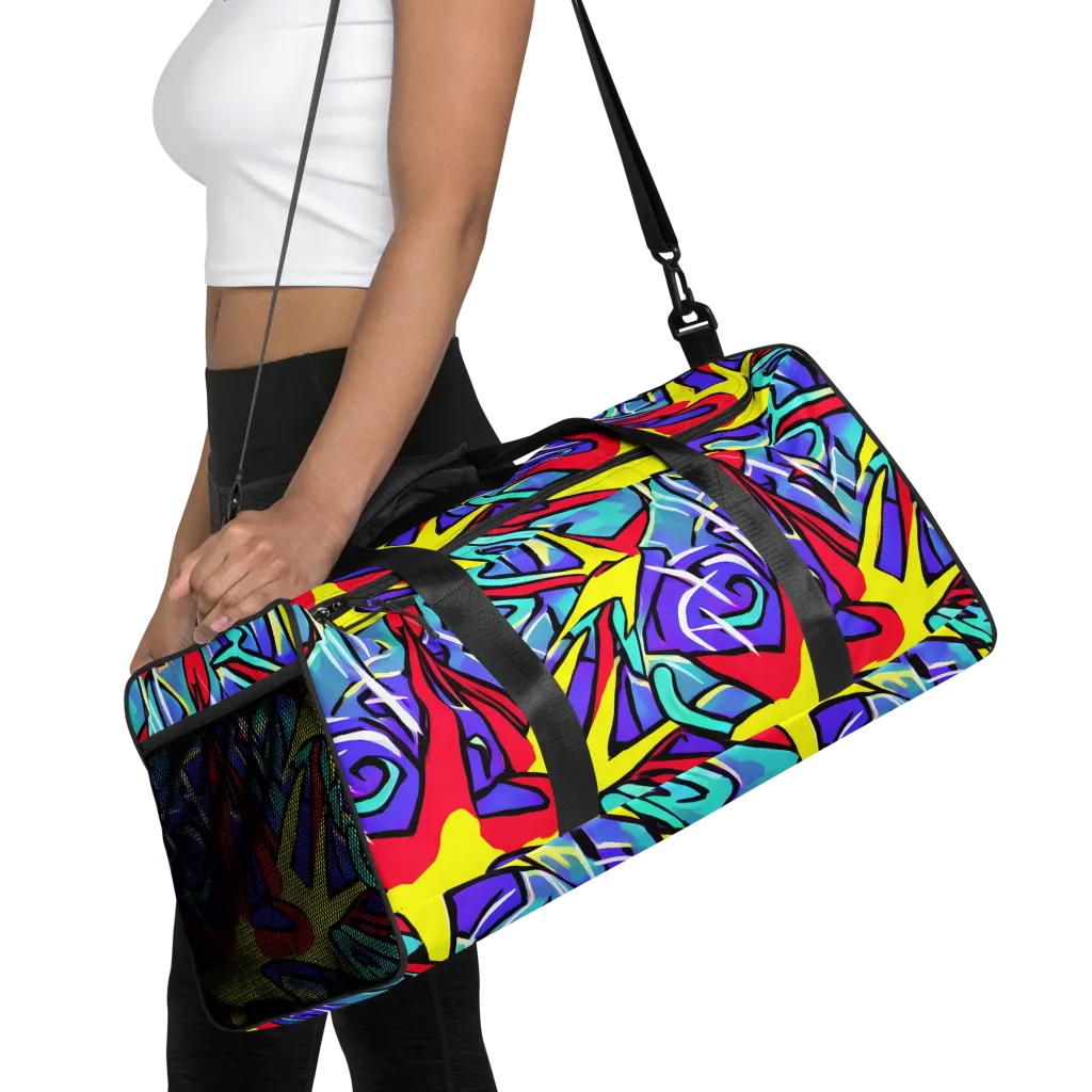 Neon Turbulence on Duffle Bag — Front