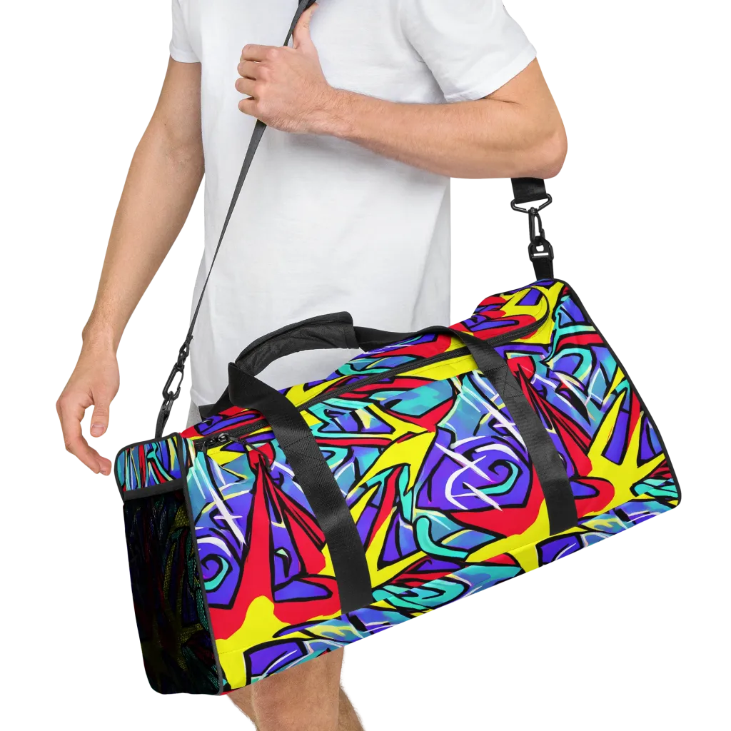 Neon Turbulence on Duffle Bag — Right Front