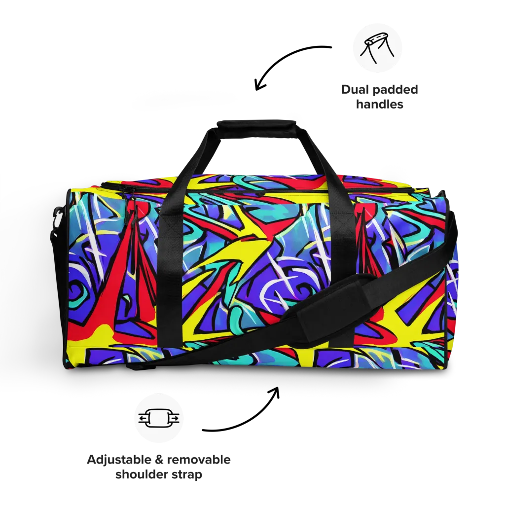 Neon Turbulence on Duffle Bag — Front