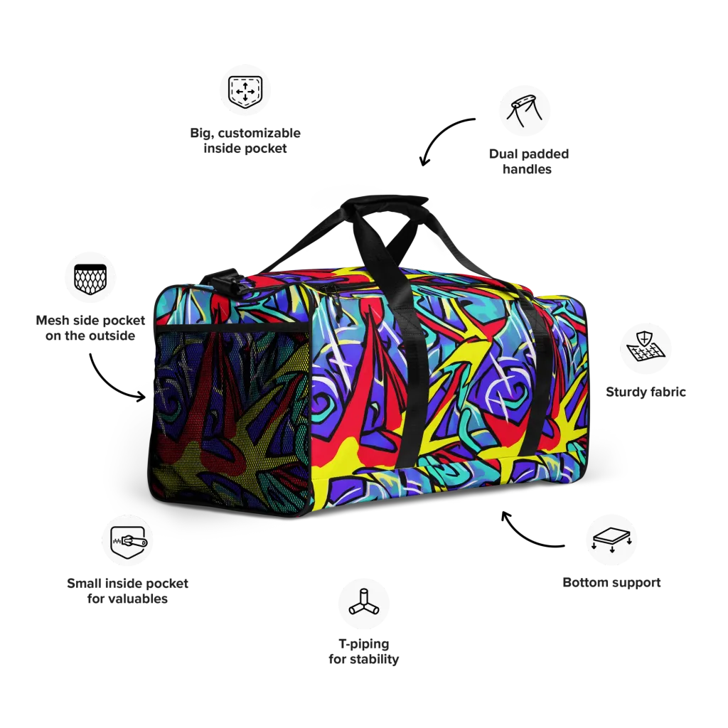Neon Turbulence on Duffle Bag — Right Front