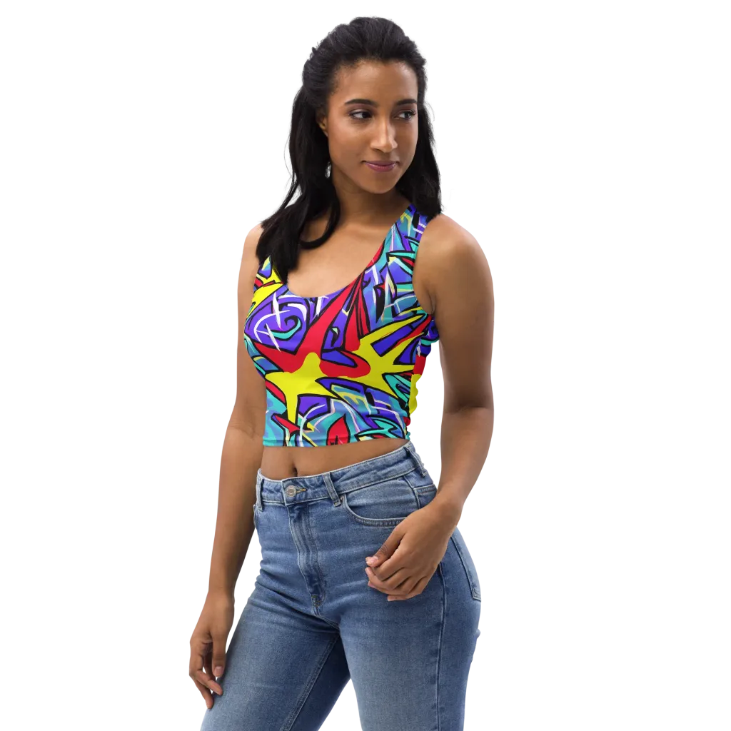 Neon Turbulence on Crop Top — Left Front