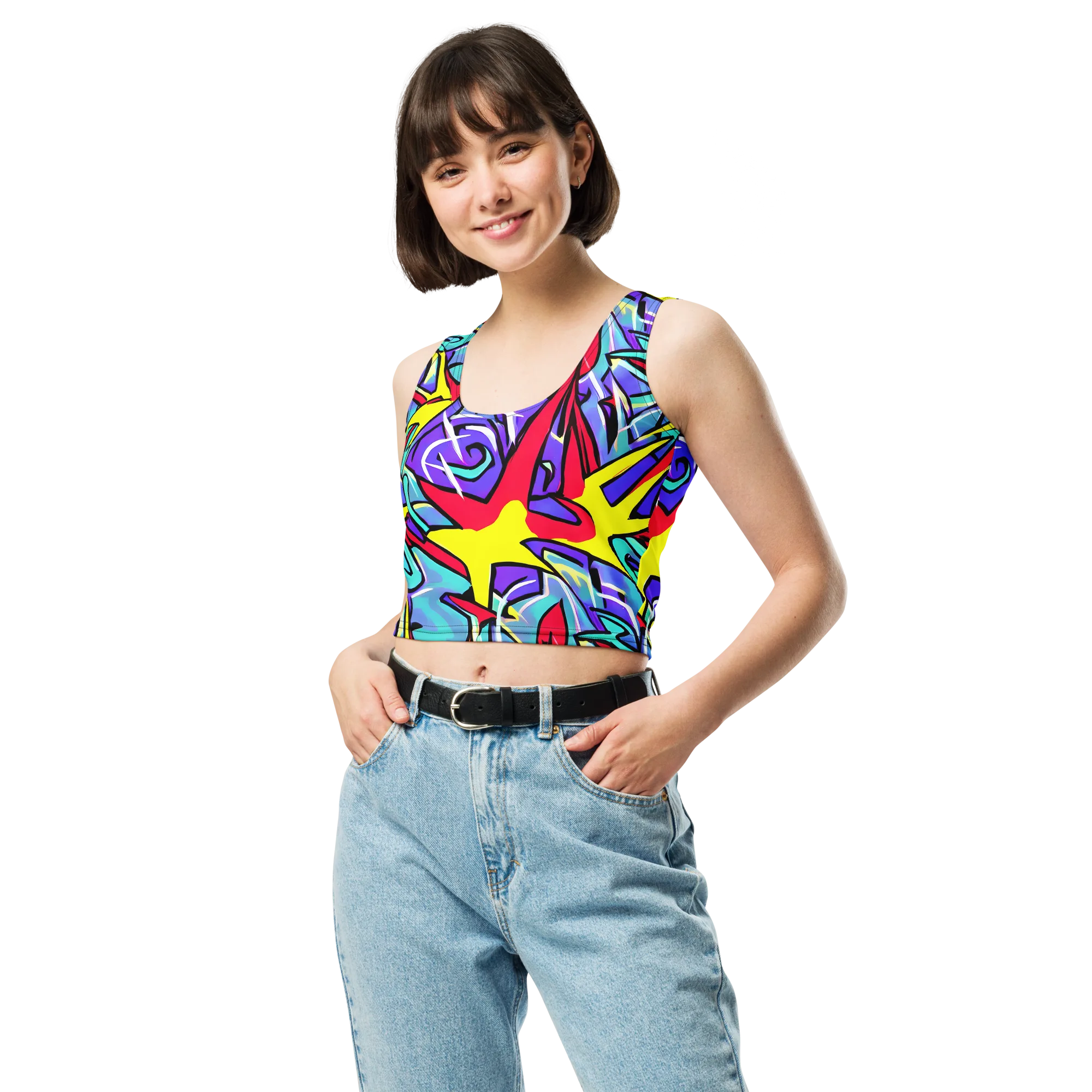 Neon Turbulence on Crop Top — Front