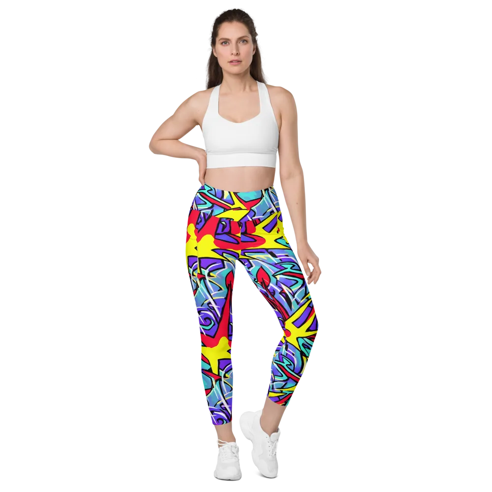 Neon Turbulence on Leggings with Pockets — Front