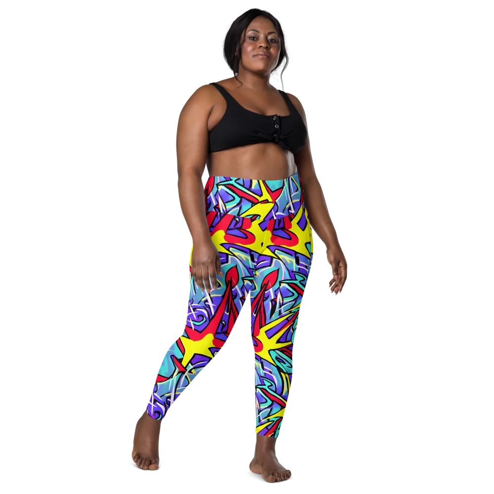 Neon Turbulence on Leggings with Pockets — Front