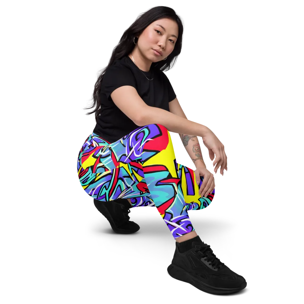 Neon Turbulence on Leggings with Pockets — Right Front