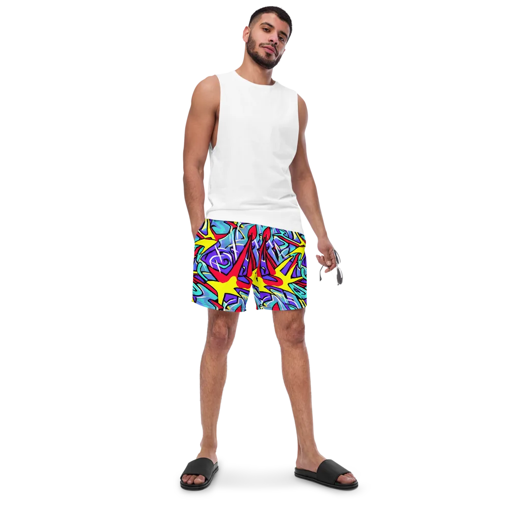 Neon Turbulence on Swim Trunks — Front