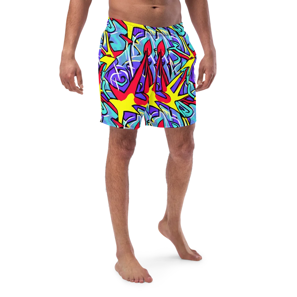 Neon Turbulence on Swim Trunks — Front