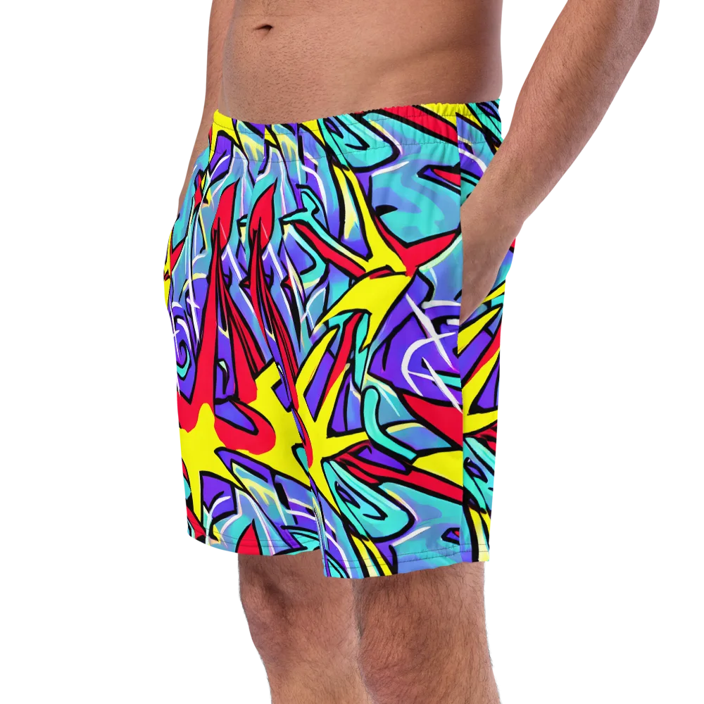 Neon Turbulence on Swim Trunks — Left Front
