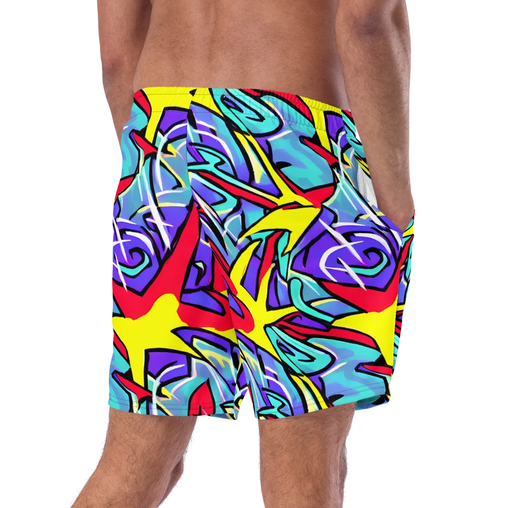Neon Turbulence on Swim Trunks — Right Back