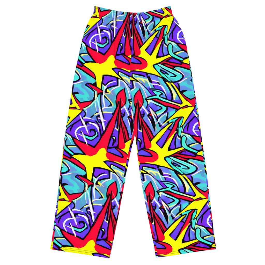 Neon Turbulence on Wide-Leg Pants — Front