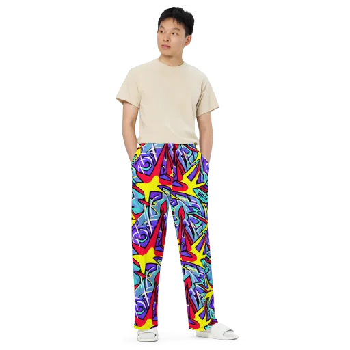Neon Turbulence on a Wide-Leg Pants