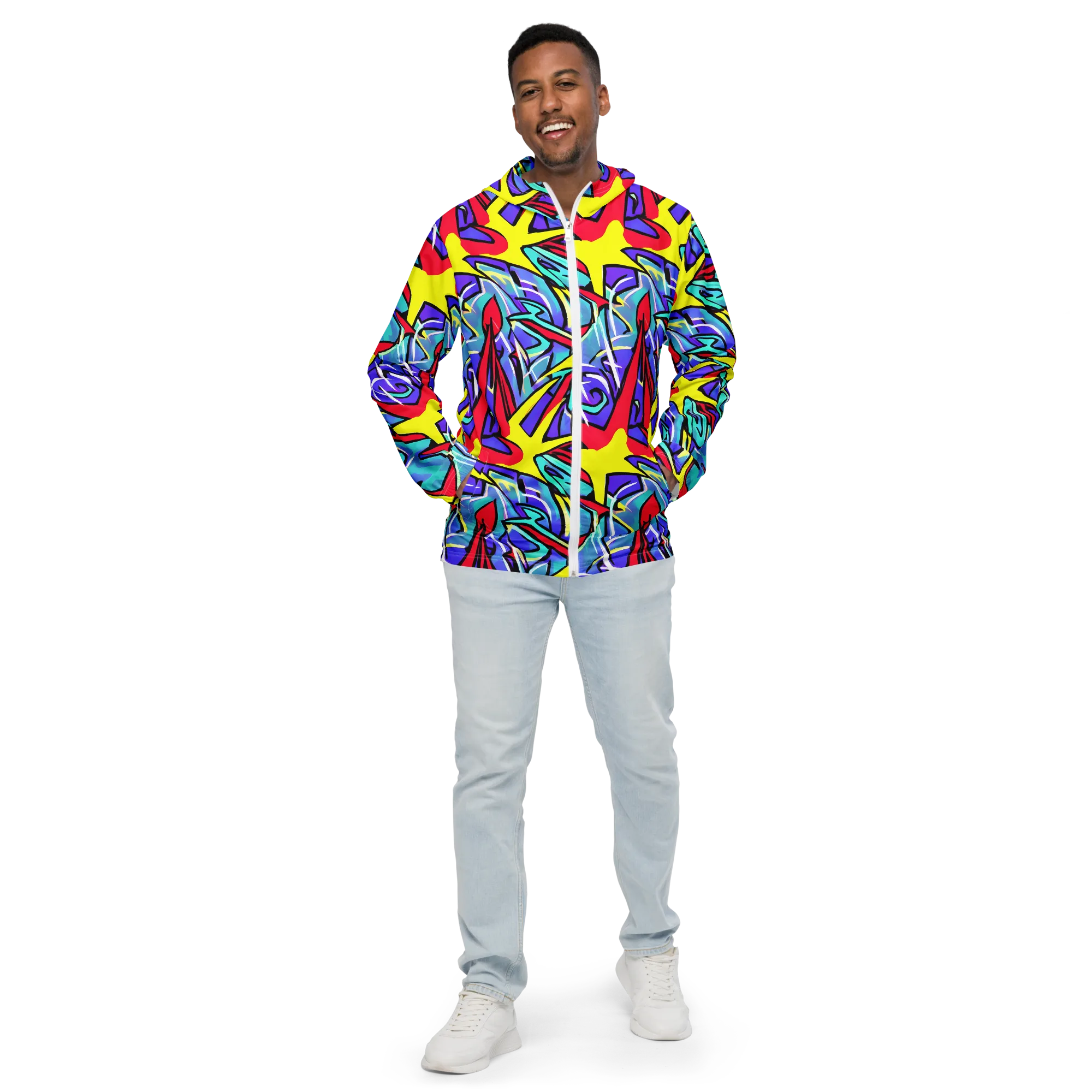 Neon Turbulence on Men's Windbreaker — Front