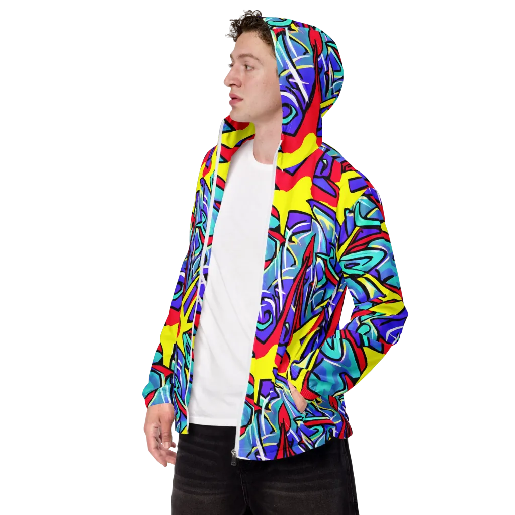 Neon Turbulence on Men's Windbreaker — Left Front