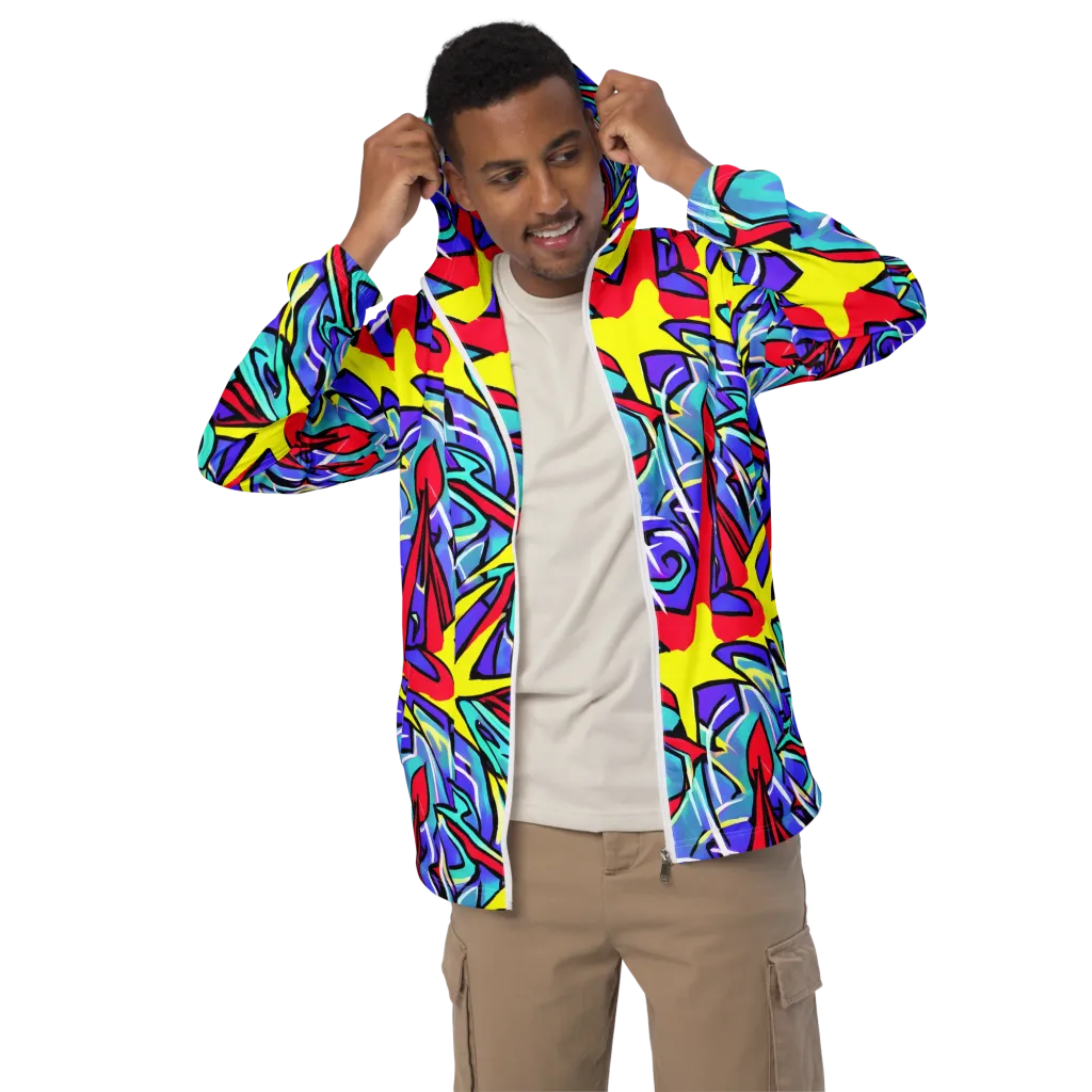 Neon Turbulence on Men's Windbreaker — Front
