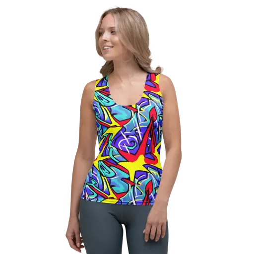 Neon Turbulence on a Women's Tank Top