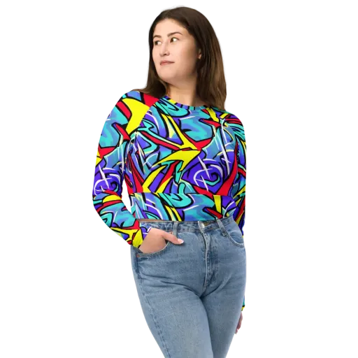 Neon Turbulence on a Long Sleeve Crop Top