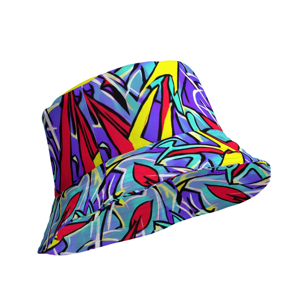 Neon Turbulence on Reversible Bucket Hat — Product details Outside