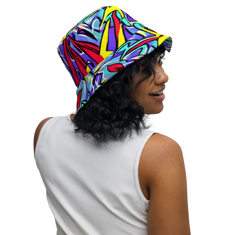 Neon Turbulence on Reversible Bucket Hat — Right Outside