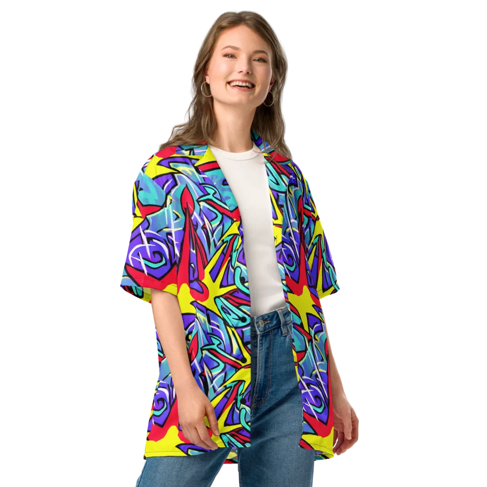 Neon Turbulence on Button Shirt — Front